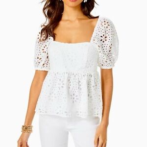 Lilly Pulitzer baby Kay White Eyelet Top